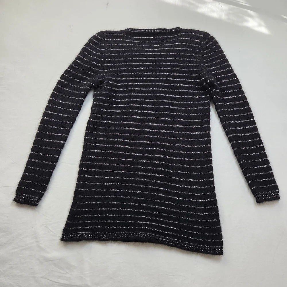 Isabel Marant Angora Blend Striped Longline Sweater Tunic Black Silver Size 3 - Picture 10 of 10